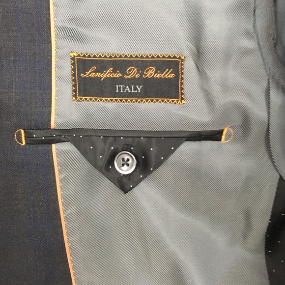 Tiglio mens suit 38s gray blue checks wool 2 piece nwt 2 button italy NWT ea0129 - Picture 5 of 8